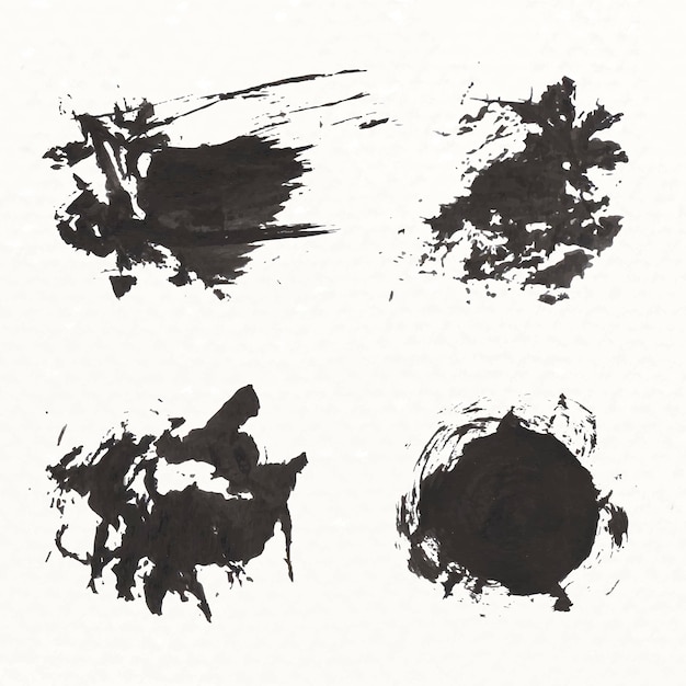 Abstract black brush stroke set