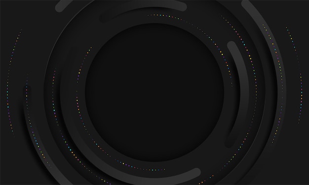 Free vector abstract black circles layers on dark background paper cut