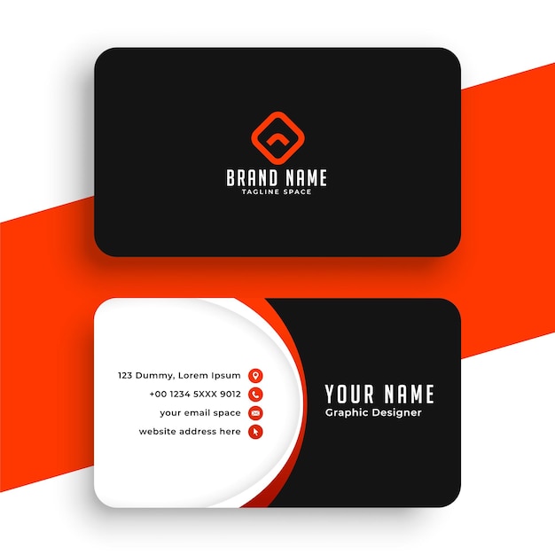 Free vector abstract black and orange elegant business card template