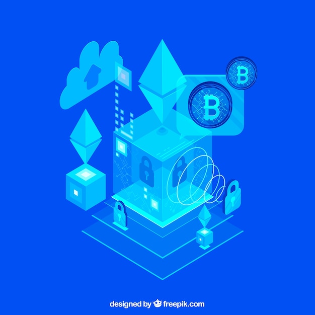 Free Vector abstract blue blockchain background