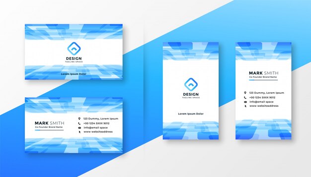 Abstract blue business card template set