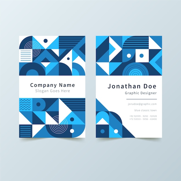 Free Vector abstract blue business card with geometrical shapes