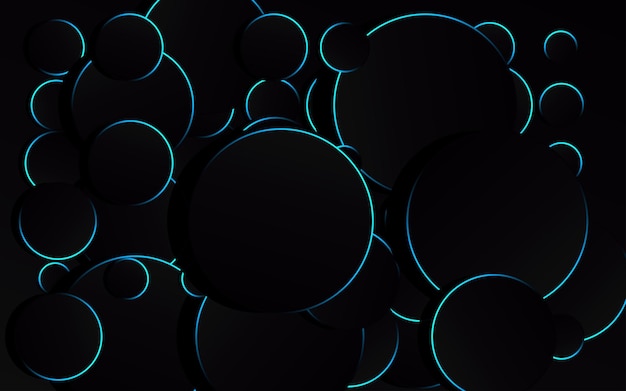 Free vector abstract blue circle on black background technology