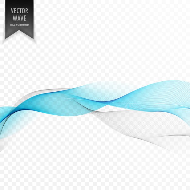 abstract blue and gray wave on transparent background