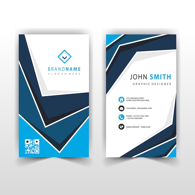 abstract blue vertical business card