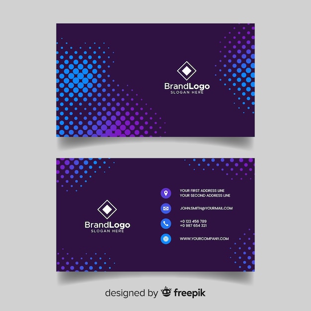 Abstract blue visiting card with logo