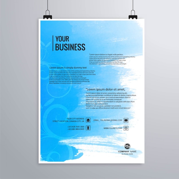 Abstract blue watercolor business brochure