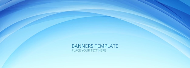 Abstract blue wave banner on white background