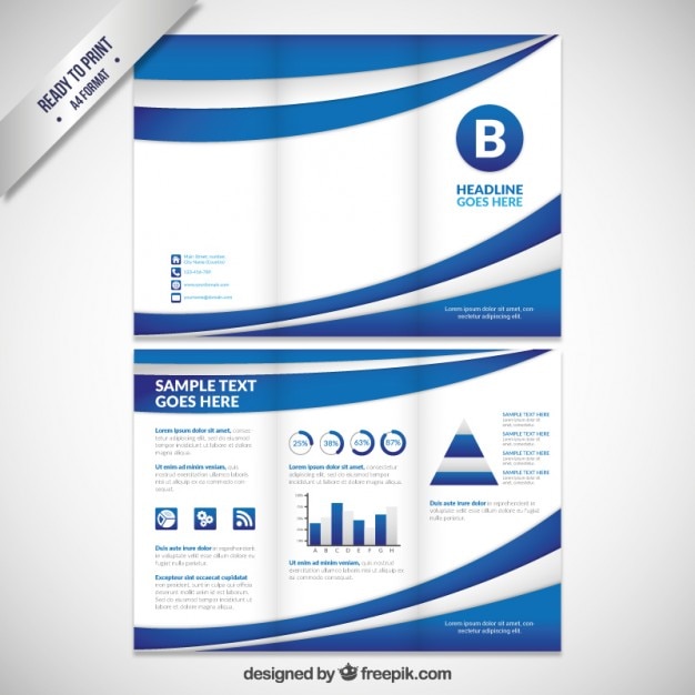 Abstract blue waves tri fold brochure