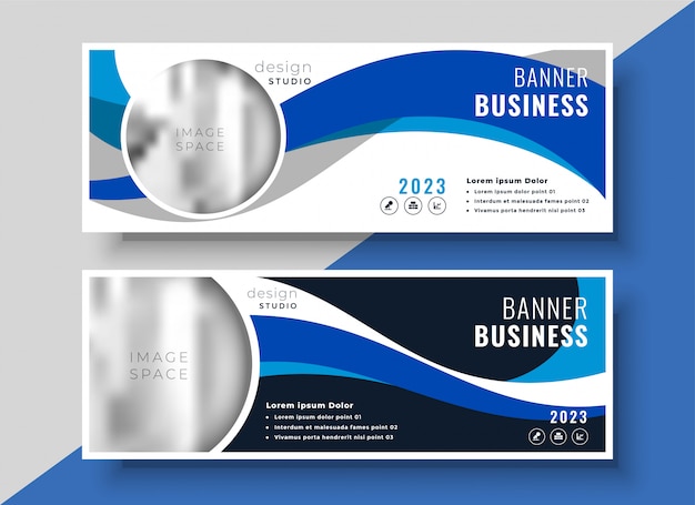 Abstract blue wavy business banner design