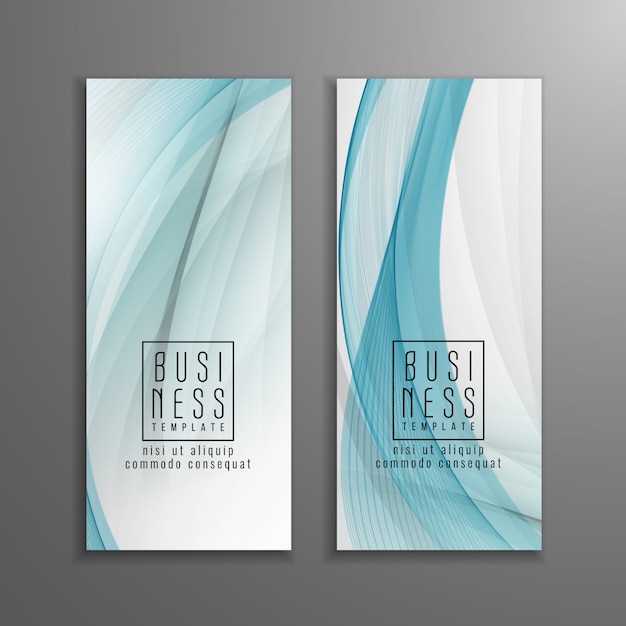 Free Vector abstract blue wavy business template set