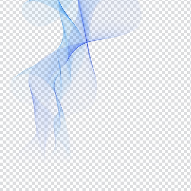 Abstract blue wavy design on transparent background 