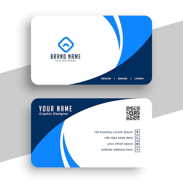 Abstract blue and white elegant business card layout