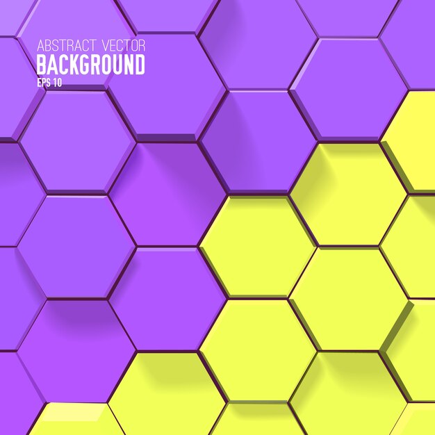 Abstract bright honeycomb background with yellow and purple hexagons