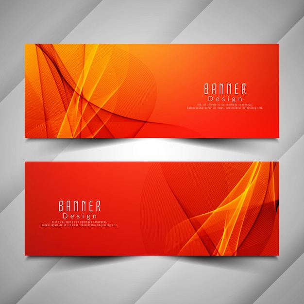 Abstract bright wavy elegant banners set