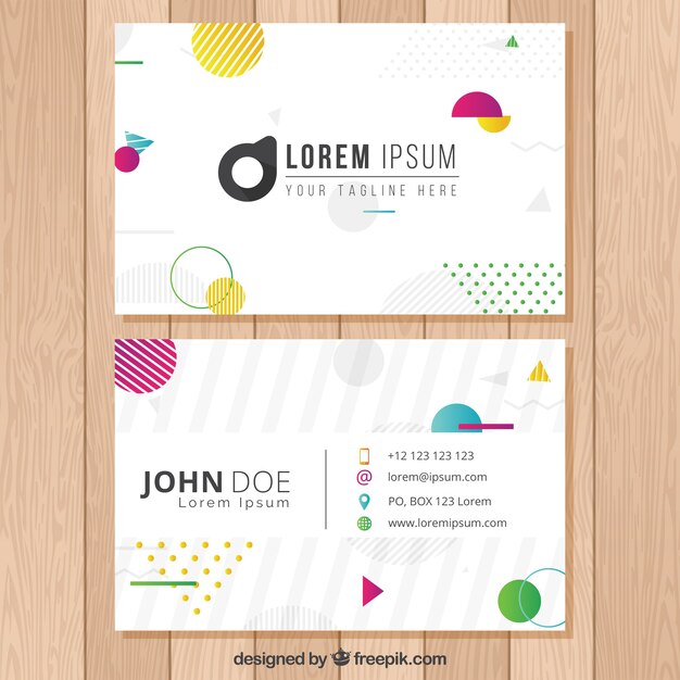 Abstract business card in memphis style