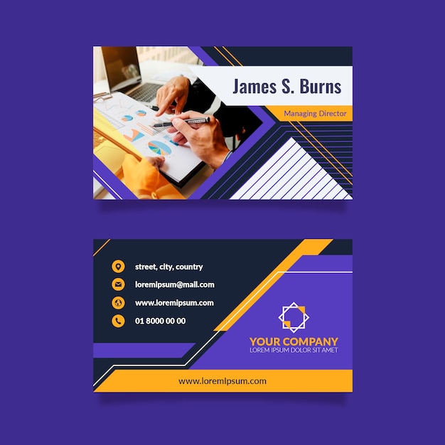 Abstract business card template collection with photo