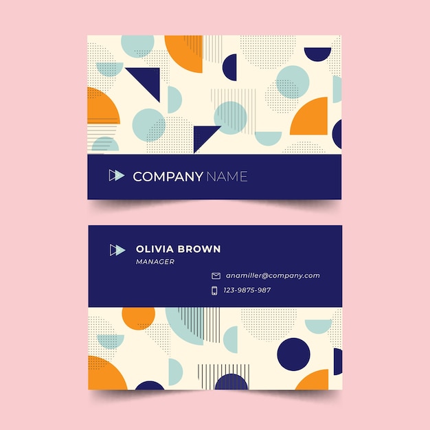 Abstract business card template in memphis style