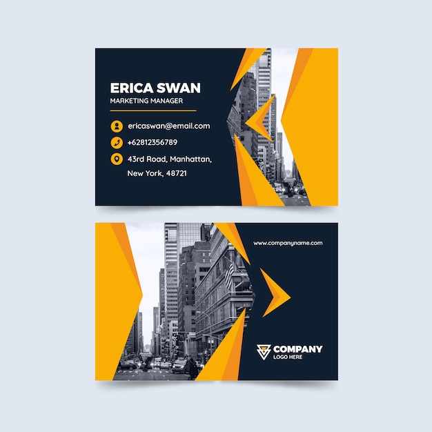 Free Vector abstract business card template set with photo