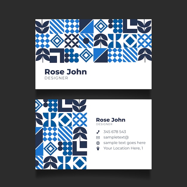 Abstract business card template with blue shapes