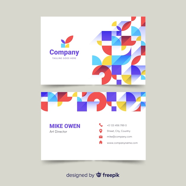 Abstract business card template with geometric shapes