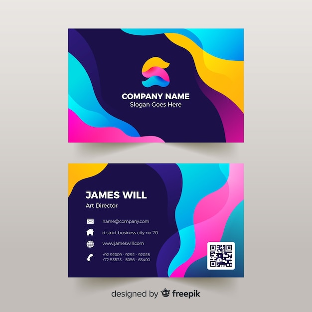 Abstract business card template with liquid effect