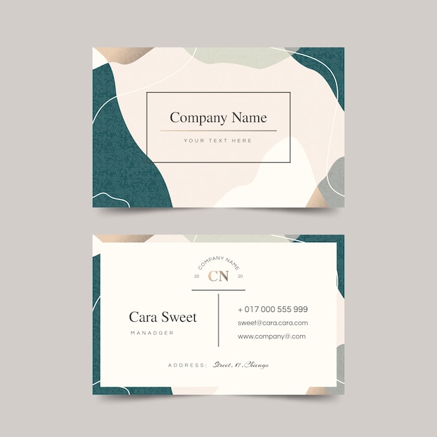 Abstract business card template with pastel-colored stains