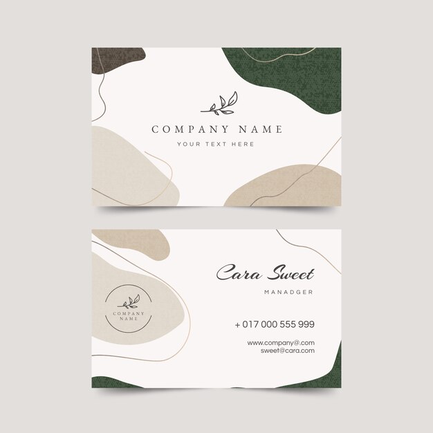 Abstract business card template with pastel-colored stains