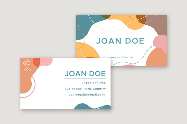 Abstract business card template with pastel-colored stains