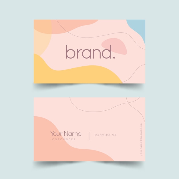 Abstract business card template with pastel colored stains