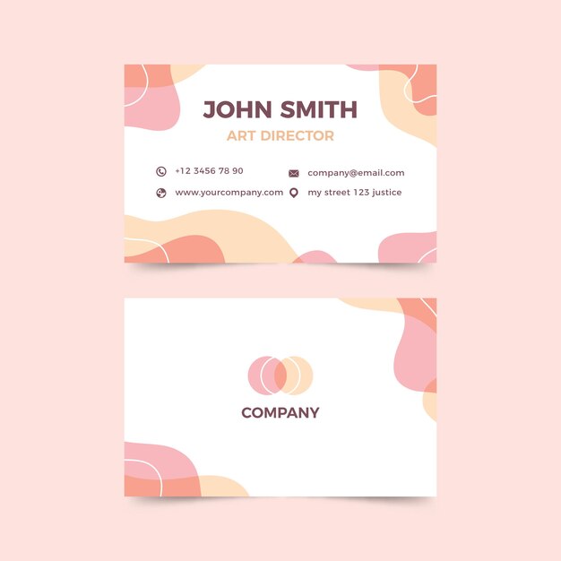 Abstract business card template with pastel-colored stains