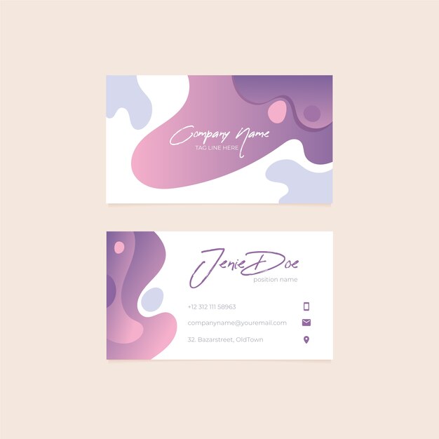 Abstract business card template with pastel colored stains