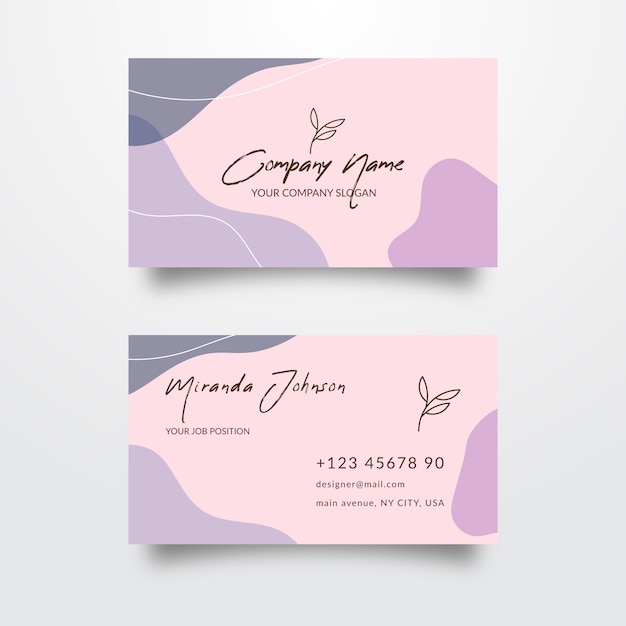 Abstract business card template with pastel-colored stains