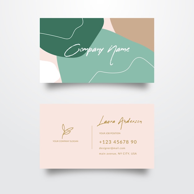 Abstract business card template with pastel-colored stains