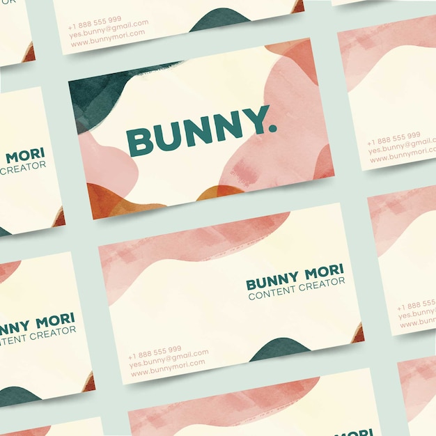 Free vector abstract business card template with pastel colored stains