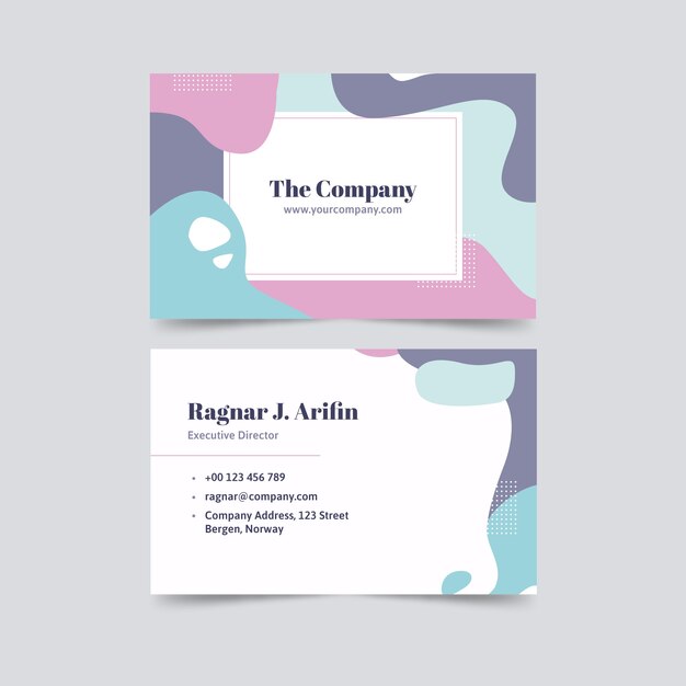 Abstract business card template with pastel-colored stains