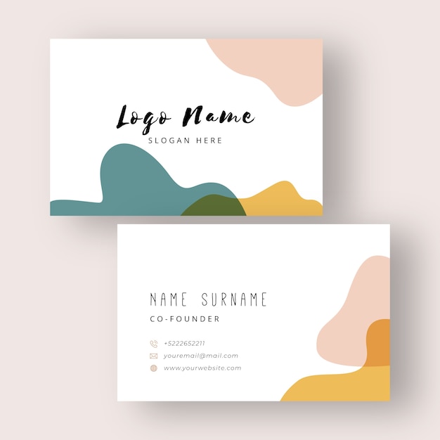 Abstract business card template with pastel-colored stains