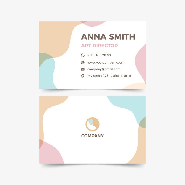 Abstract business card template with pastel colors