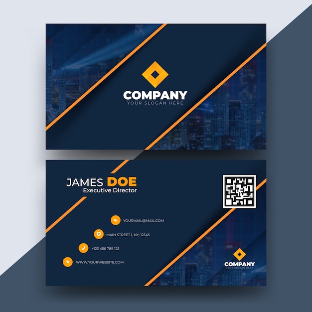 Abstract business card template with photo of city