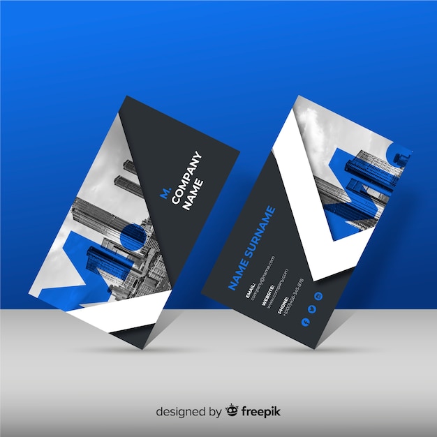 Abstract business card template with photo