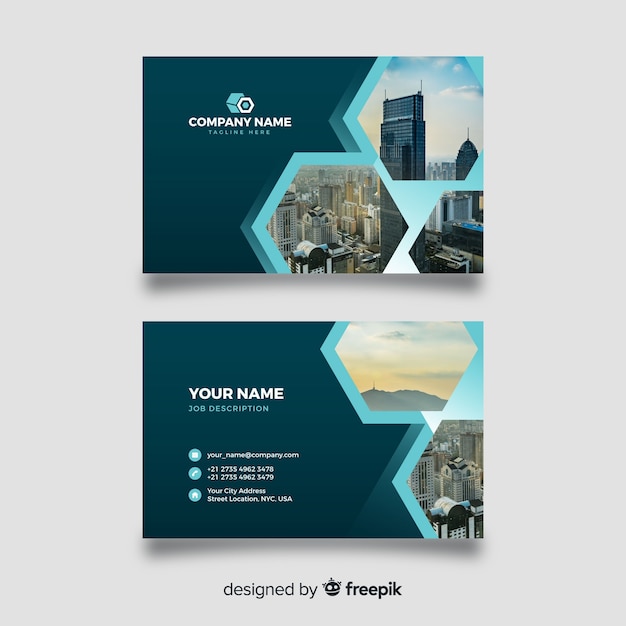 Abstract business card template with photo