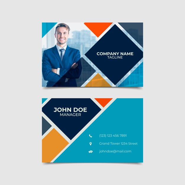 Abstract business card template with photo