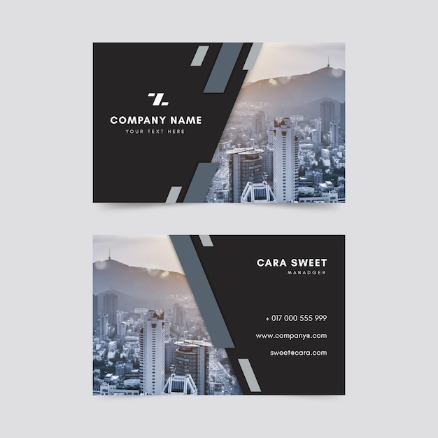 Free vector abstract business card template with photo