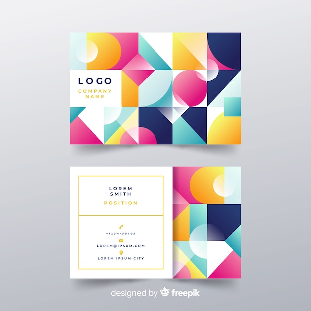 Free Vector abstract business card with geometric design