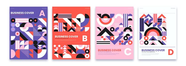 Abstract business cover collection with geometrical shapes