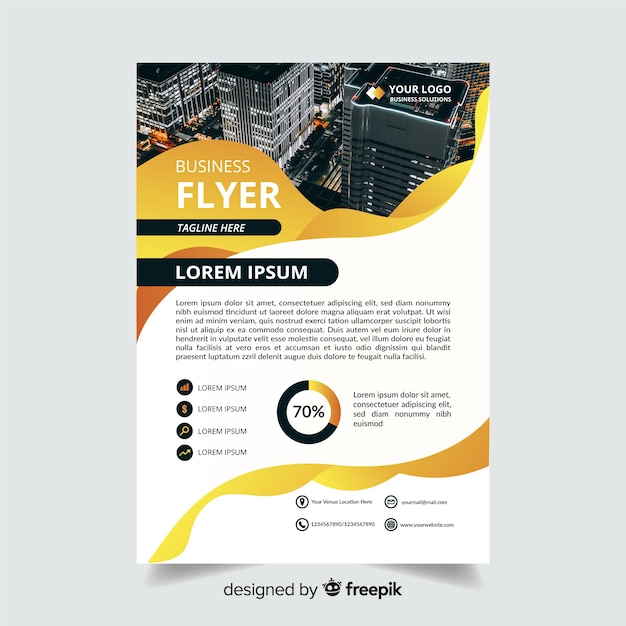 Free Vector abstract business flyer with photo and informations