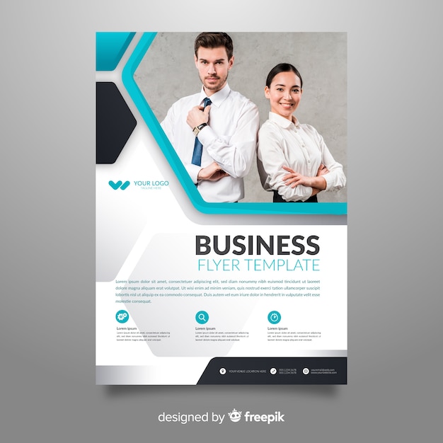 Abstract business flyer with photo template