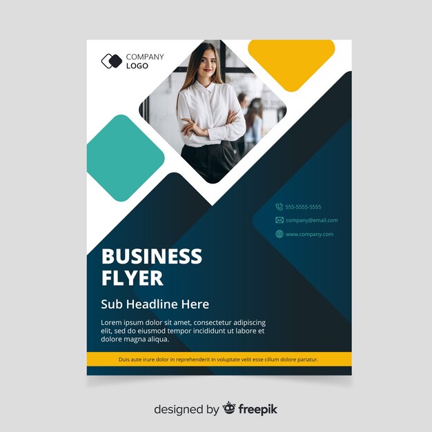 Abstract business flyer with photo template