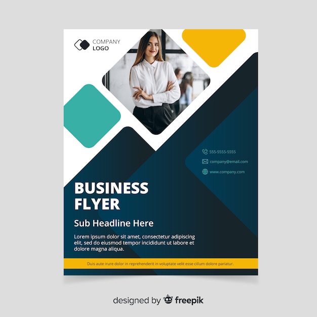 Abstract business flyer with photo template