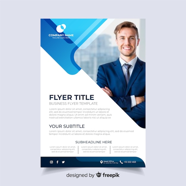 Abstract business flyer with photo